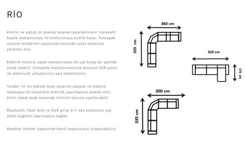 Medusa Home Mobilya - Rio Lina Motorlu Köşe Takımı