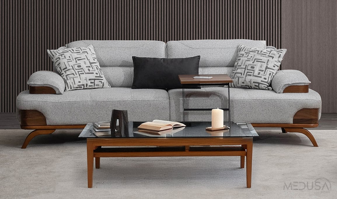 Medusa Home Mobilya - Rivo Beyaz Üçlü Koltuk