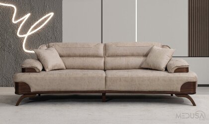 Medusa Home Mobilya - Rivo Kahve Üçlü Koltuk