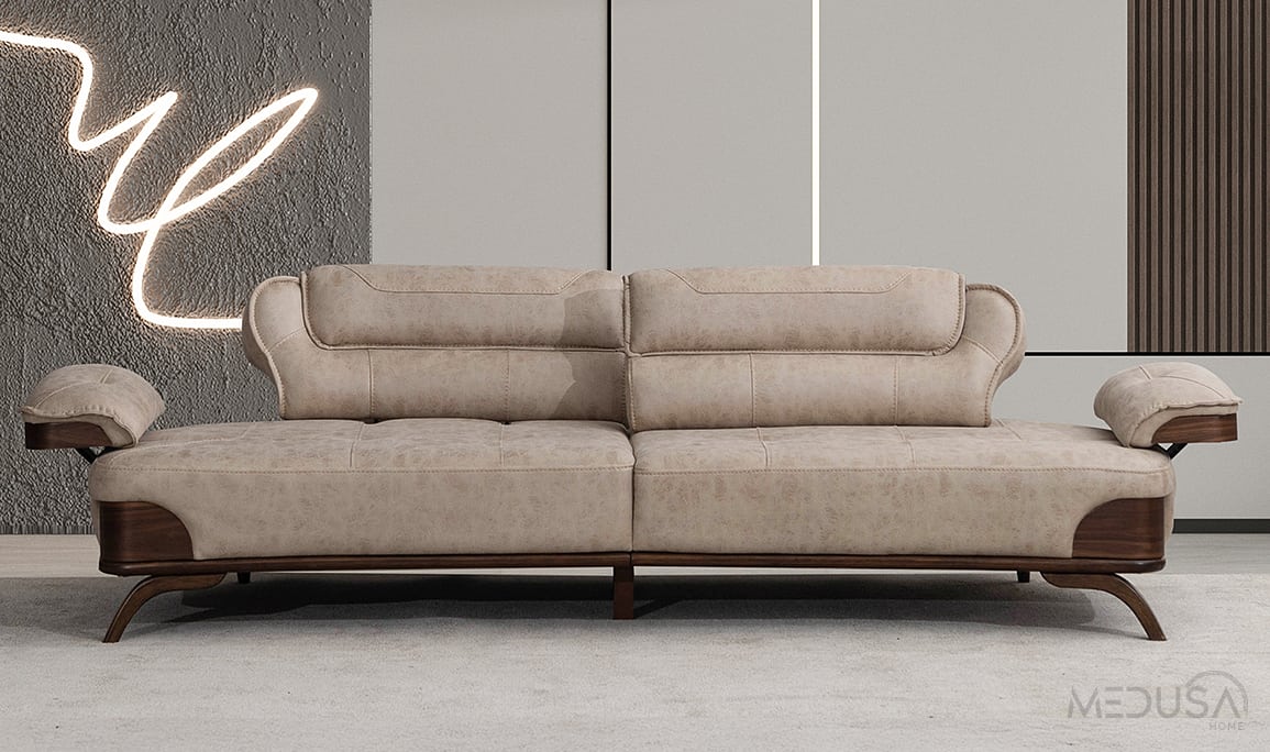 Medusa Home Mobilya - Rivo Kahve Üçlü Koltuk