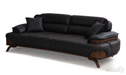 Medusa Home Mobilya - Rivo Siyah Üçlü Koltuk