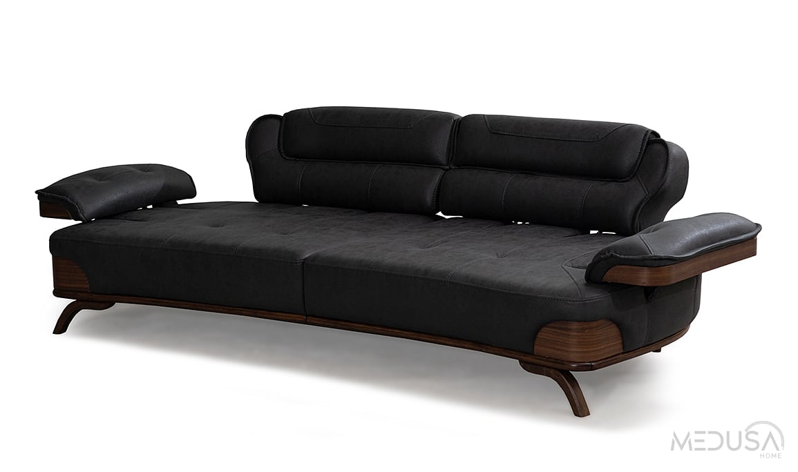 Medusa Home Mobilya - Rivo Siyah Üçlü Koltuk