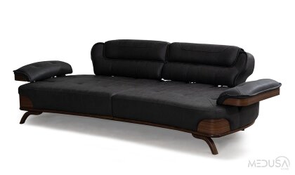 Medusa Home Mobilya - Rivo Siyah Üçlü Koltuk