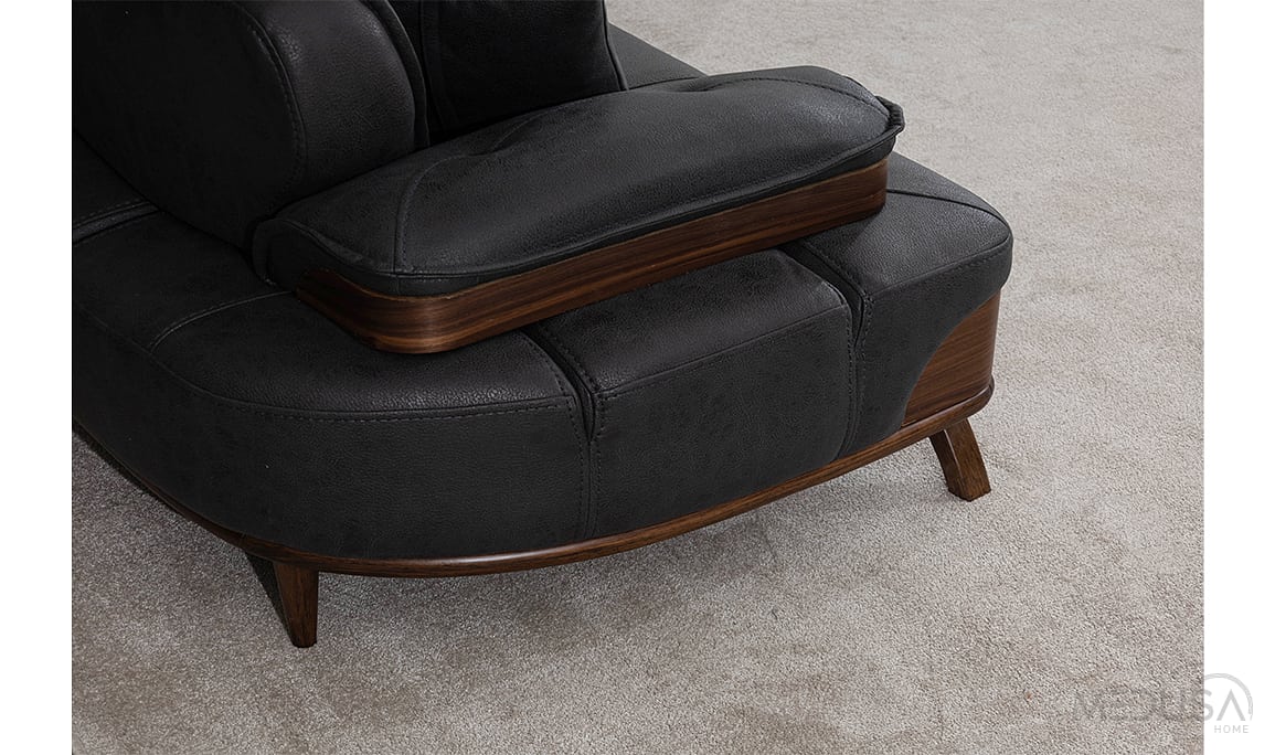 Medusa Home Mobilya - Rivo Siyah Üçlü Koltuk