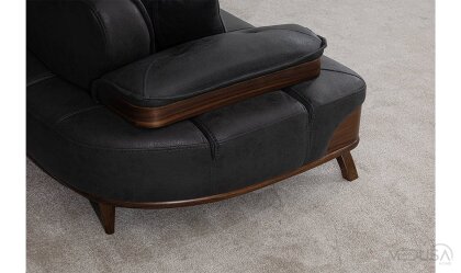 Medusa Home Mobilya - Rivo Siyah Üçlü Koltuk
