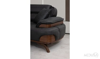 Medusa Home Mobilya - Rivo Siyah Üçlü Koltuk