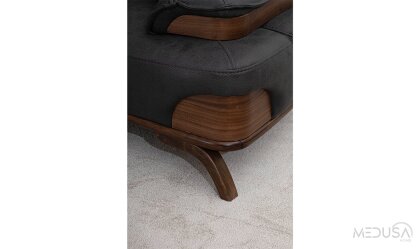 Medusa Home Mobilya - Rivo Siyah Üçlü Koltuk