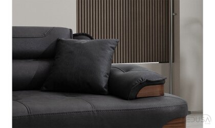 Medusa Home Mobilya - Rivo Siyah Üçlü Koltuk