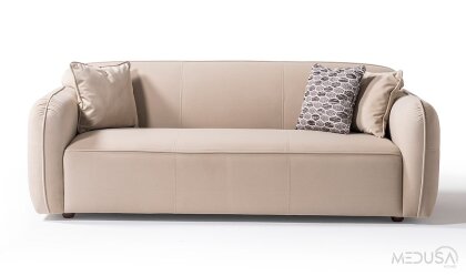 Medusa Home Mobilya - Rocco Krem Üçlü Koltuk