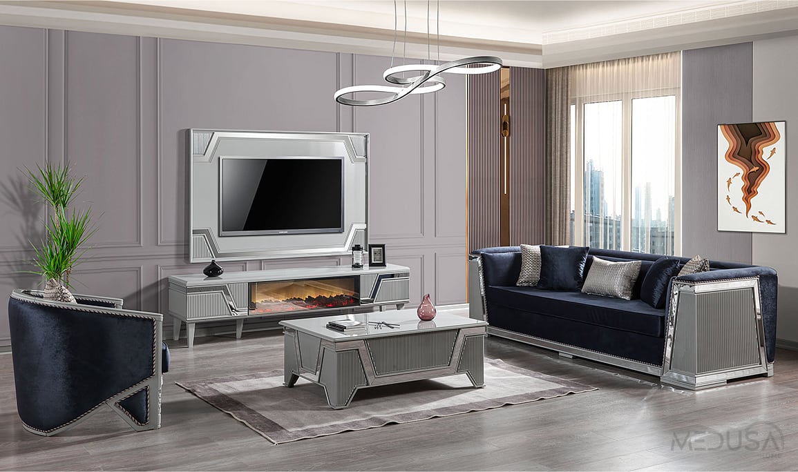 Medusa Home Mobilya - Rodessa Luxury Şömineli Tv Ünitesi