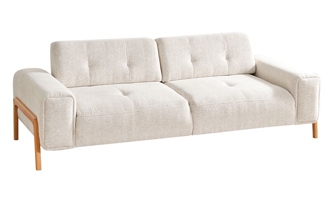 Medusa Home Mobilya - Rolexa Ahşap Beyaz Üçlü Koltuk