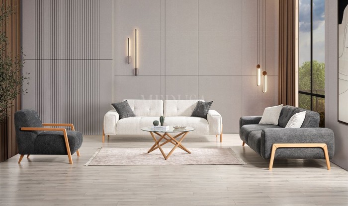 Medusa Home Mobilya - Rolexa Ahşap Koltuk Takımı - Yataklı Koltuk Takımları