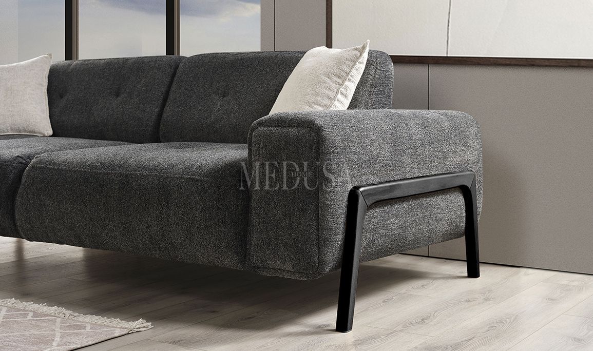 Medusa Home Mobilya - Rolexa Antrasit Üçlü Koltuk