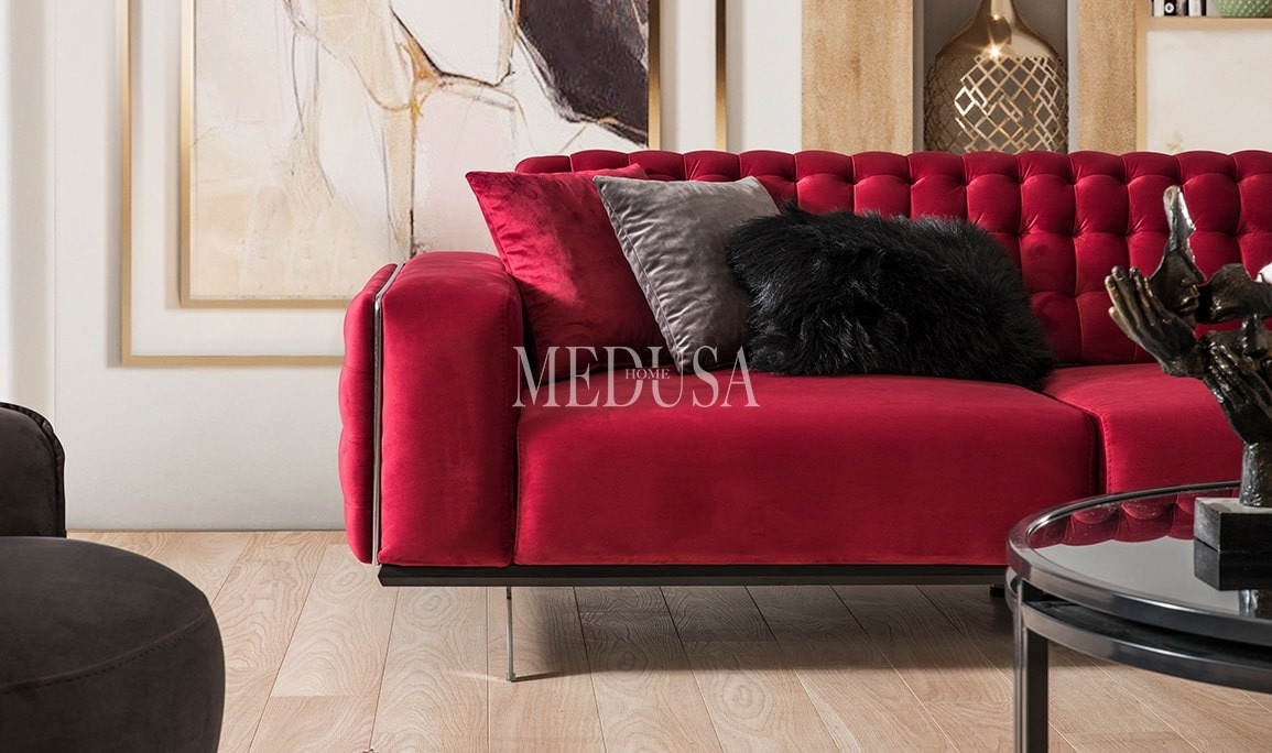 Medusa Home Mobilya - Romel Üçlü Koltuk 02 Metal Ayak
