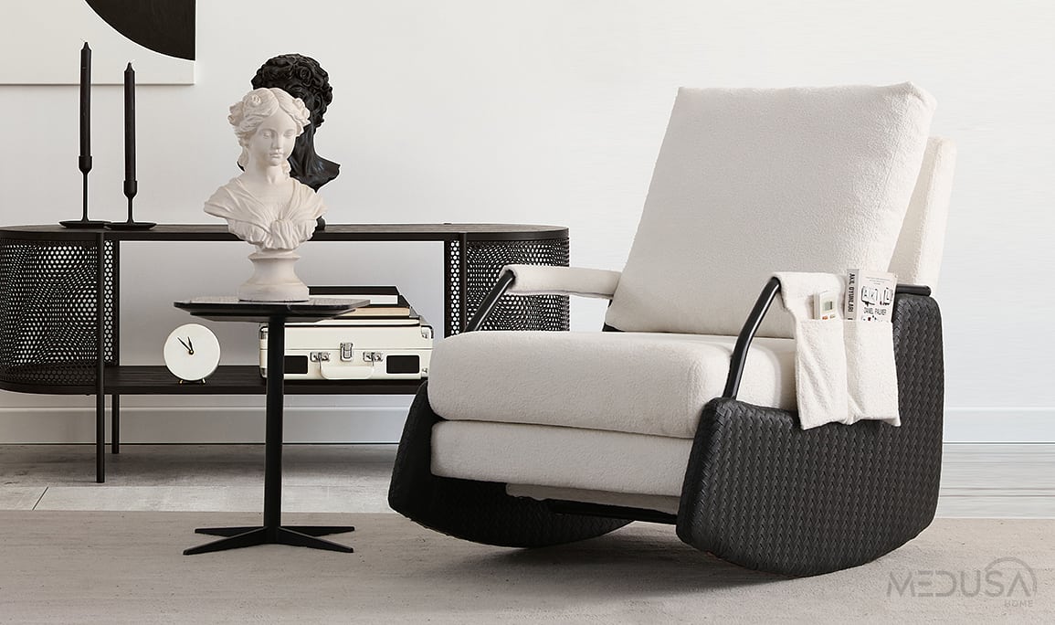 Medusa Home Mobilya - Rosenya Sallanır Siyah Berjer