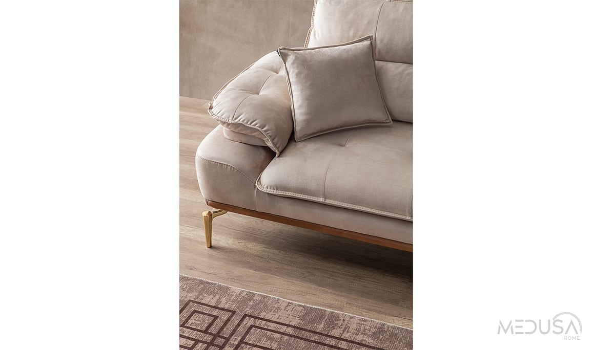 Medusa Home Mobilya - Roya Krem Üçlü Koltuk