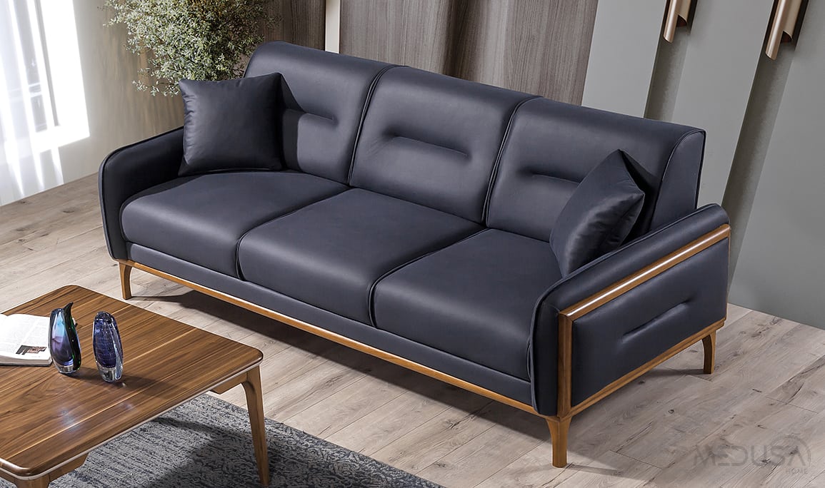 Medusa Home Mobilya - Royce Deri Üçlü Koltuk