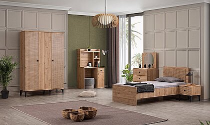 Medusa Home - Rustik 3 Kapaklı Genç Odası