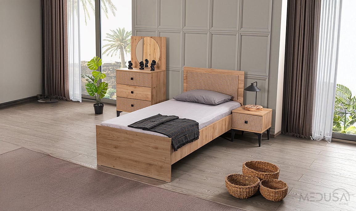 Medusa Home Mobilya - Rustik 3 Kapaklı Genç Odası