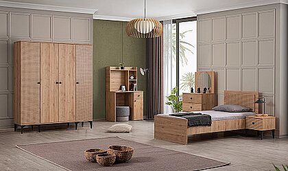 Medusa Home - Rustik 4 Kapaklı Genç Odası
