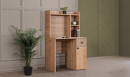 Medusa Home - Rustik Kitaplıklı Çalışma Masası