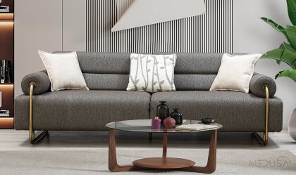 Medusa Home Mobilya - Sable Antrasit Üçlü Koltuk