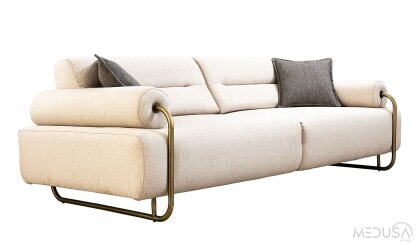 Medusa Home Mobilya - Sable Krem Üçlü Koltuk