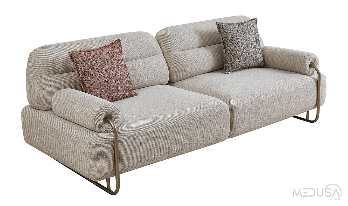 Medusa Home Mobilya - Sable Krem Üçlü Koltuk