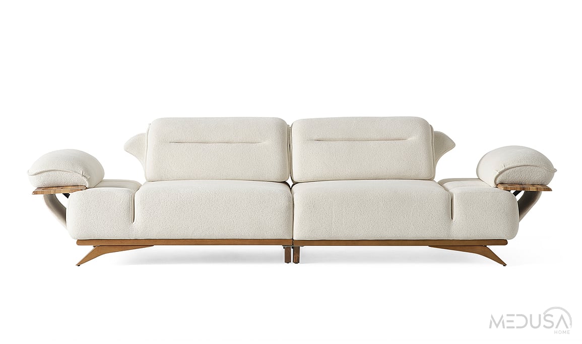 Medusa Home Mobilya - Safir Beyaz Üçlü Koltuk