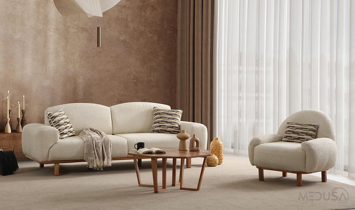 Medusa Home Mobilya - Safir Bohem Yataklı Üçlü Koltuk