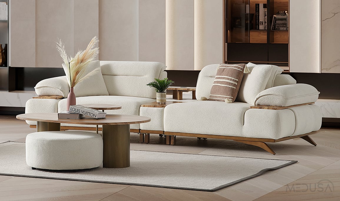 Medusa Home Mobilya - Safir Sehpalı Üçlü Koltuk