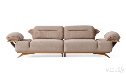 Medusa Home Mobilya - Safir Taupe Üçlü Koltuk