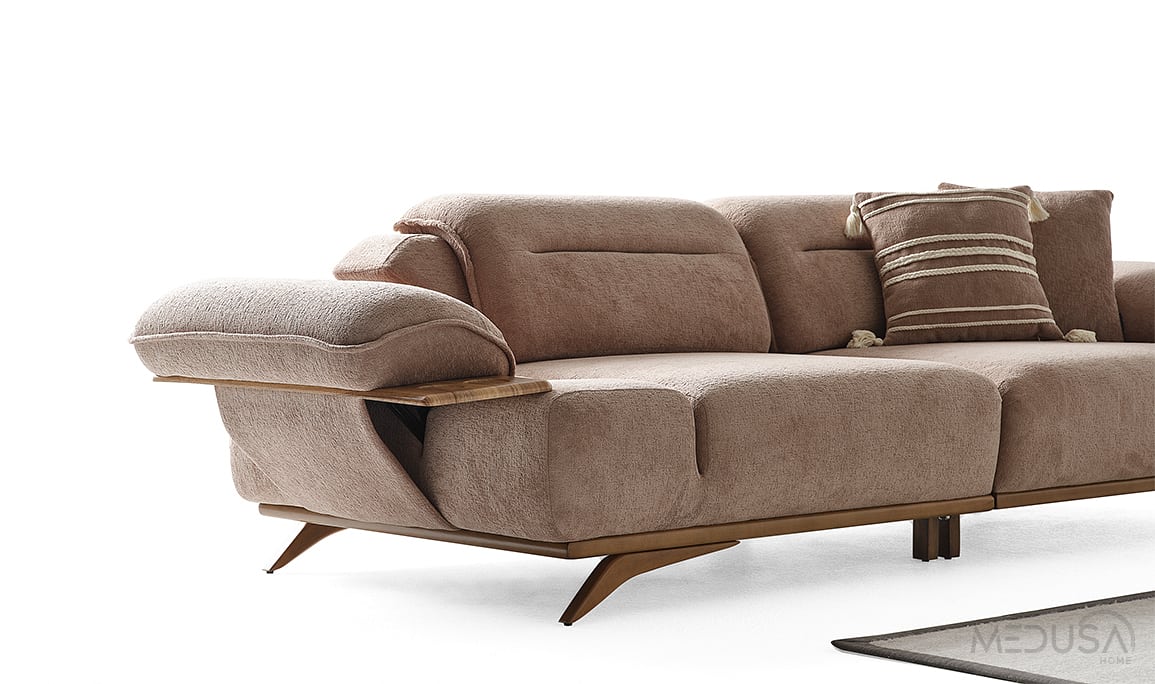 Medusa Home Mobilya - Safir Taupe Üçlü Koltuk