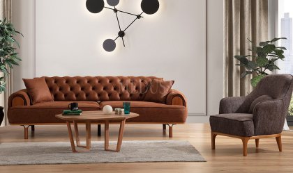 Medusa Home Mobilya - Sandra Kapitoneli Üçlü Koltuk