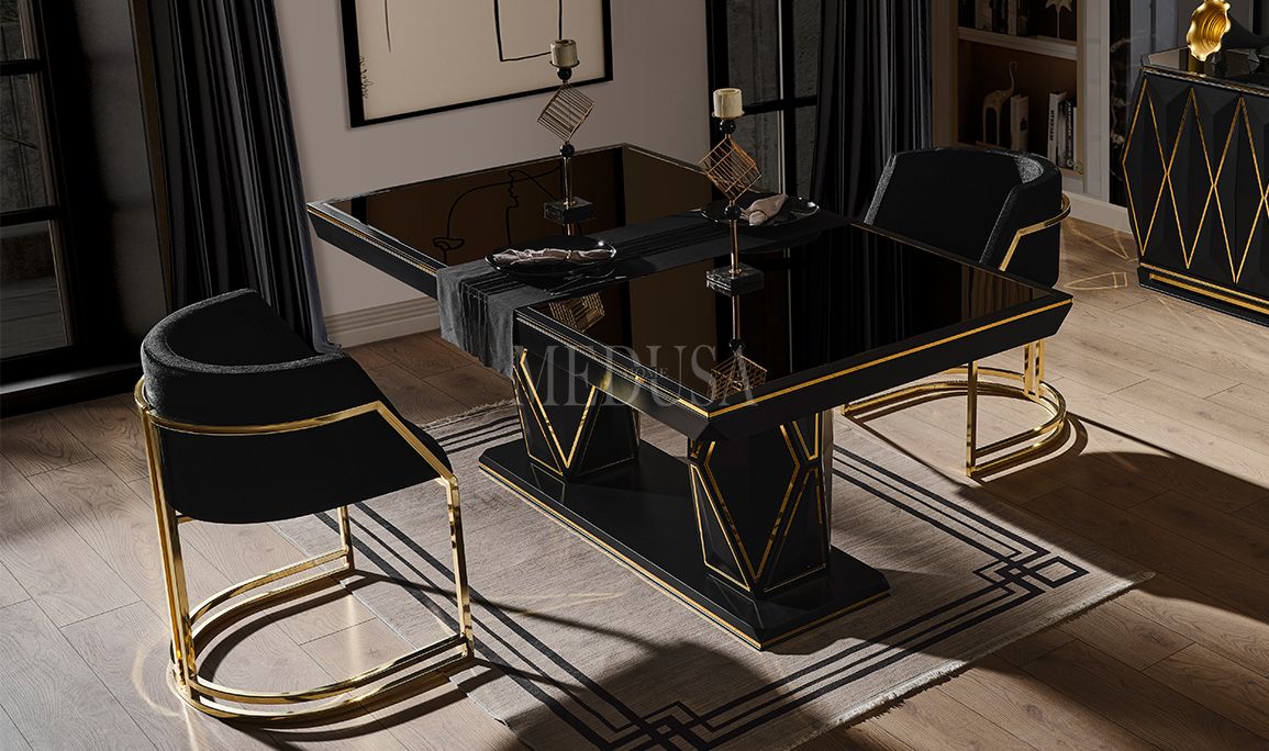 Medusa Home Mobilya - Sanremo Siyah Yemek Masası