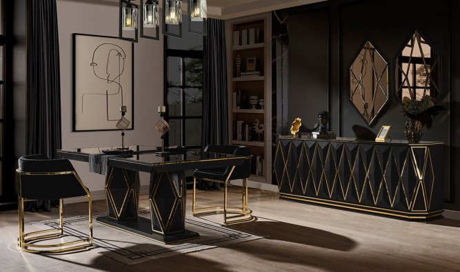 Sanremo Siyah Yemek Odası