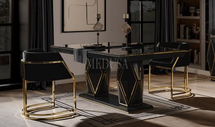 Medusa Home Mobilya - Sanremo Siyah Yemek Odası