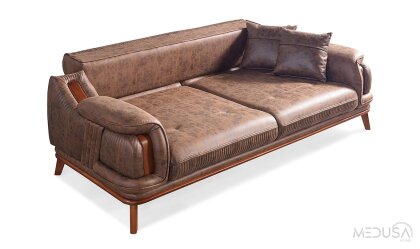 Medusa Home Mobilya - Saray Ceviz Üçlü Koltuk