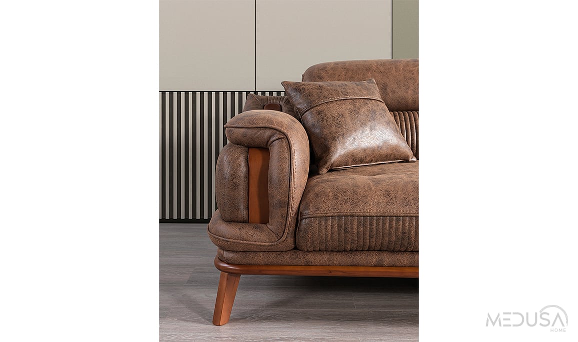 Medusa Home Mobilya - Saray Ceviz Üçlü Koltuk