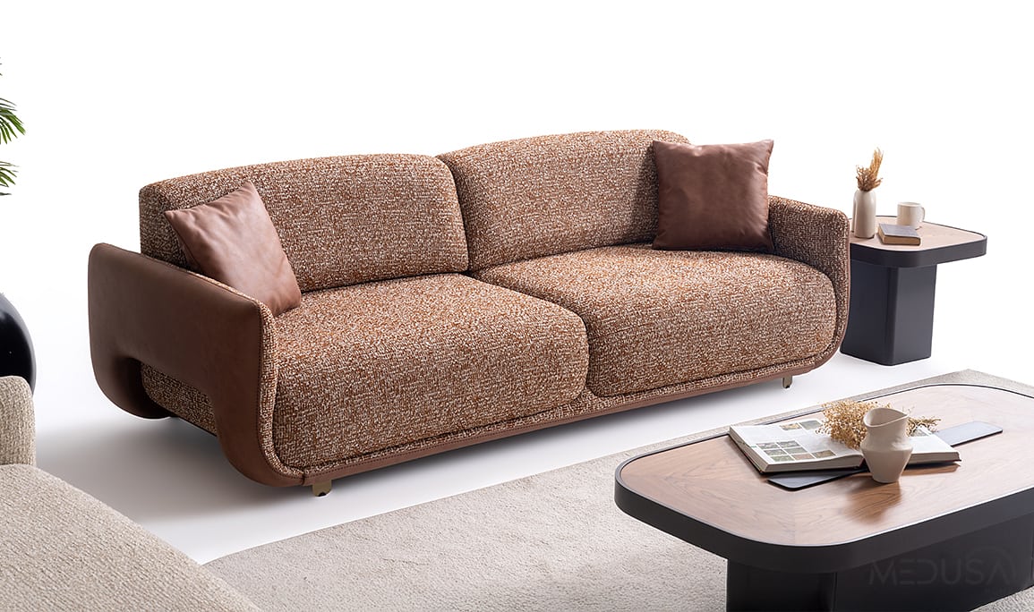 Medusa Home Mobilya - Satin Kiremit Üçlü Koltuk