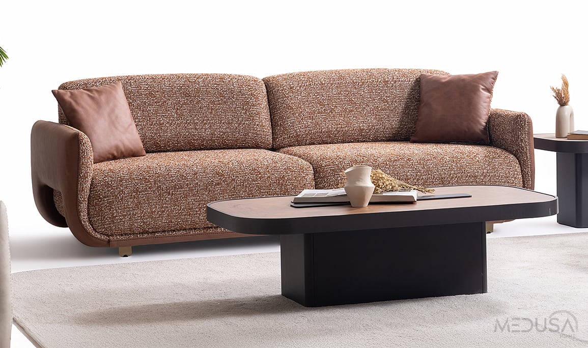 Medusa Home Mobilya - Satin Kiremit Üçlü Koltuk