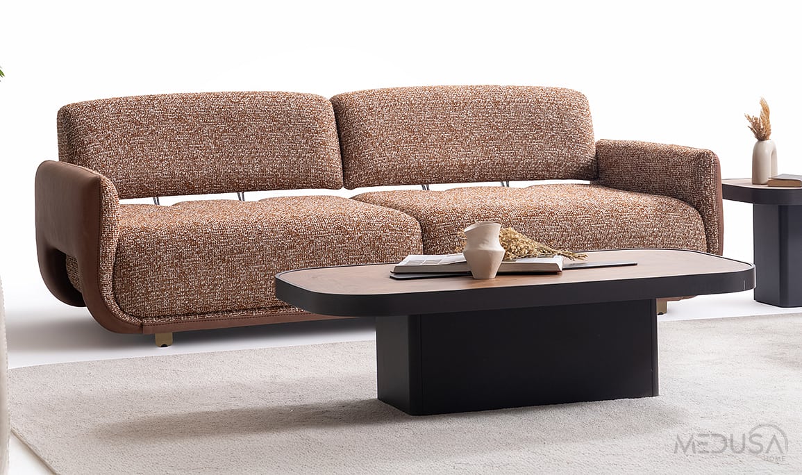 Medusa Home Mobilya - Satin Kiremit Üçlü Koltuk