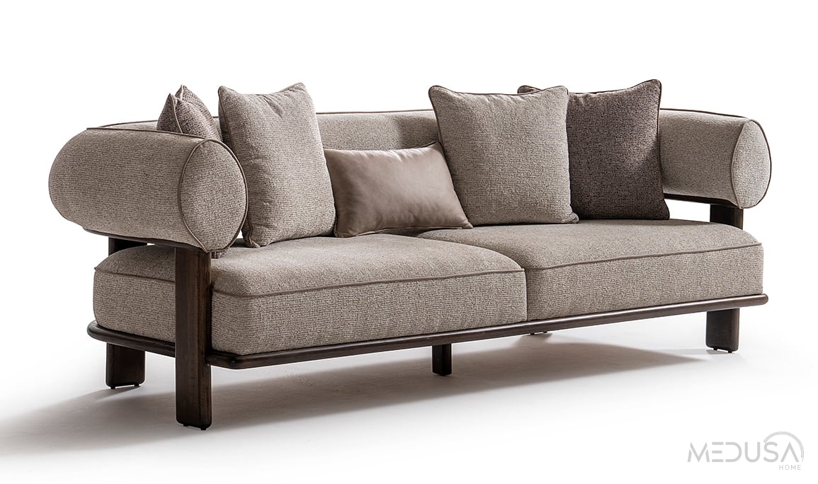 Medusa Home Mobilya - Scout Krem Üçlü Koltuk