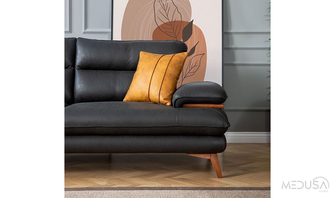 Medusa Home Mobilya - Sedef Antrasit Üçlü Koltuk