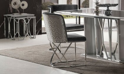 Medusa Home Mobilya - Selux Desenli Gri Sandalye