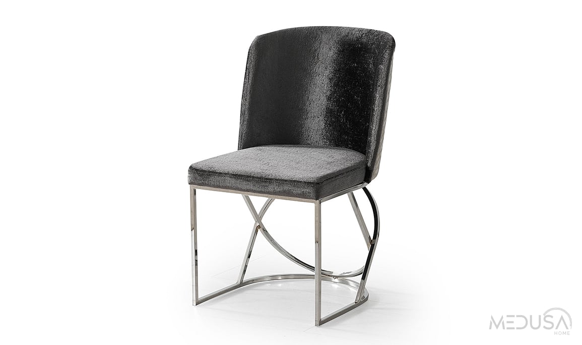 Medusa Home Mobilya - Selux Desenli Gri Sandalye