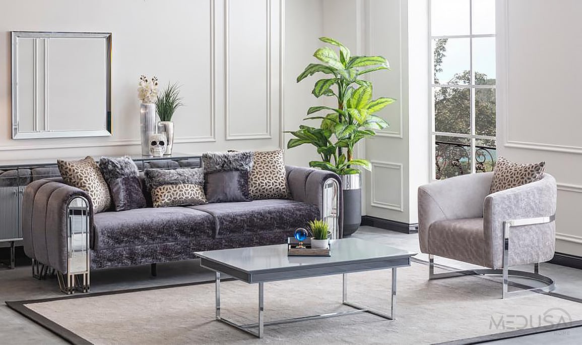 Medusa Home Mobilya - Selux Gümüş Koltuk Takımı