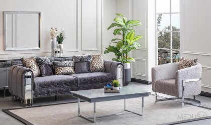 Medusa Home Mobilya - Selux Gümüş Koltuk Takımı