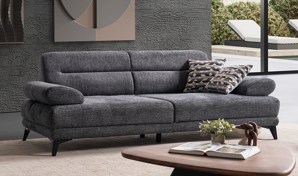 Medusa Home Mobilya - Side Antrasit Üçlü Koltuk