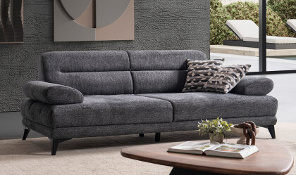 Medusa Home Mobilya - Side Antrasit Üçlü Koltuk